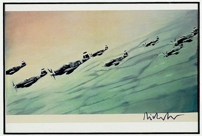 Gerhard Richter, geb. 1932 Dresden, Postkarte, sign., unter Glas gerahmt, gesamt ca. 42x32 cm