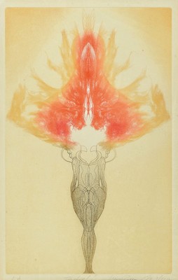 Unbekannter Künstler, "Fackel", unleserlich sign., betitelt, unter Glas gerahmt, gesamt ca. 74x54 cm