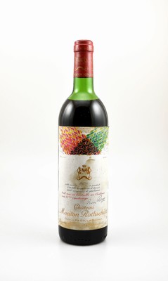 1 Flasche 1979 Chateau Mouton Rothschild, Pauillac, Premier Grand Cru Classe, ca. 75 cl, Füllstand: ca. upper mid shoulder, Etikett beschmutzt, ...