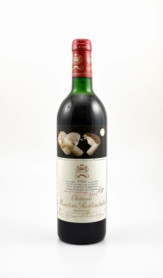1 Flasche 1986 Chateau Mouton Rothschild, Pauillac, Premier Grand Cru Classe, ca. 75 cl,12,5 % Vol., Füllstand: ca. upper mid shoulder, guter ...
