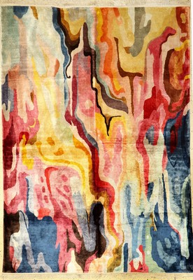 Designer Seidenteppich fein, China, ca. 30 Jahre, reine Naturseide, ca. 233 x 165 cm, dekorativ, EHZ: 2-3