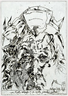 Horst Janssen, 1929-1995, von Kralle verlangt, Radierung von 1980, Auflage 1000 Exempl., ca. 31x22cm