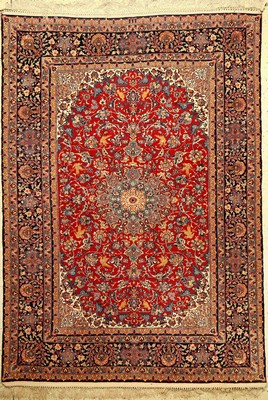 Feiner Esfahan alt, Persien, ca. 50 Jahre, Korkwolle mit und auf Seide, ca. 215 x 153 cm,feine Qualität, edel und dekorativ, EHZ: 2
