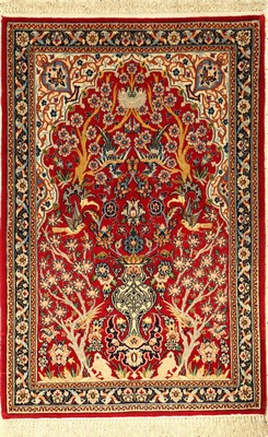 Feiner Esfahan, Persien, ca. 30 Jahre, Korkwolle mit und auf Seide, ca. 105 x 70 cm, EHZ: 2