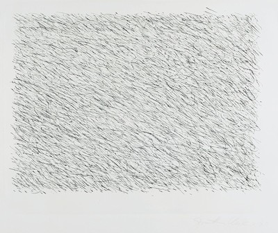 Günter Uecker, geb. 1930, Ohne Titel (Scribble), Lithographie von 1980, gedruckt bei Erker-Presse St. Gallen, handsigniert und dat., ca. ...