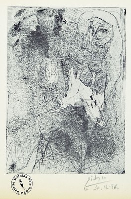 Pablo Picasso, 1881-1973, Offsetdruck, rechts unten signiert und dat. le 30.12.56, links unten Stempel der Galerie Mathias Fels Paris, ca. 22x16cm, ...