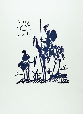 Pablo Picasso, 1881-1973, Don Quichotte y Sancho Pansa, Siebdruck, Edition The Art World Collection 1999, limitiert, hier Nr. 3/50, ca. 73x53cm, ...