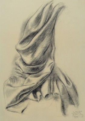 George Grosz, 1893 - 1959, Kohlezeichnung auf chamoirfarbenen Bütten, re. unten handsigniert und dat. 1939, mit Widnumg: "To Edward James with ...
