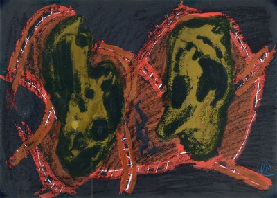 Markus Lüpertz, geb. 1941, Aquarell und Mischtechnik, abstr. Komposition re. u. signiert, ca. 50 x 70 cm, PP, unter Glas, Rahmen, 74.5 x 104 cm