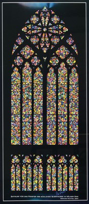 Gerhard Richter, geb. 1932, "Domfenster" (Köln), handsigniert, Hrsg. Kölner Dom, nur wenige handsignierte Exemplare, Blattgröße 100 x ...