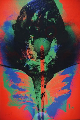 Otto Piene, 1928-2014, Farbserigraphie auf Karton, handsigniert, num. 103/270, aus 1972, unter Glas, 144 x 95 cm, Rahmen: 147 x 97 cm