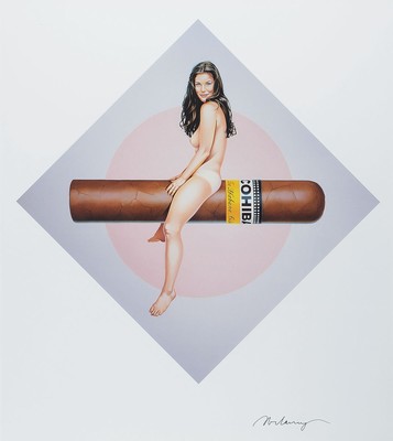 Mel Ramos,1935-2018, Farboffset auf Papier, "Hav-A-Havanna" handsigniert, von 2003, ca. 55 x 48 cm, Rahmen 81 x 71 cm