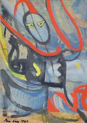 Eva Nagy,1921-2003, Aquarell, figürliche Darstellung, handsigniert, dat. 1960, ca. 20 x 14 cm, Rahmen. 33 x 26cm