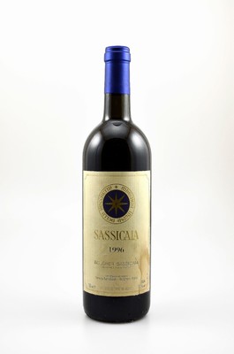 4 Flaschen 1996 Tenuta San Guido Sassicaia, Bolgheri, Toscana, je ca. 75 cl, 12,5 % Vol., Füllstände: 2x top shoulder & 2x into neck, Etiketten ...