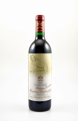 1 Flasche 1993 Chateau Mouton Rothschild, Pauillac, Premier Grand Cru Classe, ca. 75 cl,12,5 % Vol., Füllstand: into neck, sehr guter ...