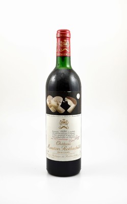 1 Flasche 1986 Chateau Mouton Rothschild, Pauillac, Premier Grand Cru Classe, ca. 75 cl,12,5 % Vol., Füllstand: ca. upper mid shoulder, guter ...