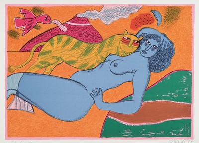 Corneille, 1922-2010, Mappe mit 4 Farblithografien, aus der Edition Galerie Silkeborg, je sign., num. Blatt ca. 50x65 cm