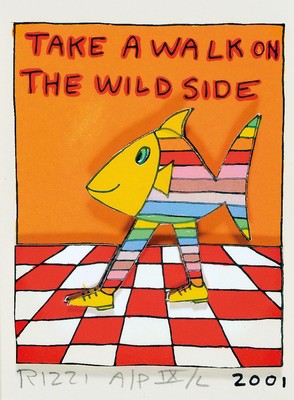James Rizzi, 1950-2011, "take a walk on the Side", 3D-Konstruktion, handsign., dat. 2001, num. A/P IX/L, unter Glas gerahmt, motiv ca. ...