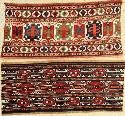 Konvulut aus 2 Mafrasch Teilen,1 x um 1900 110x45cm, 1 x 30 Jahre 105x52cm