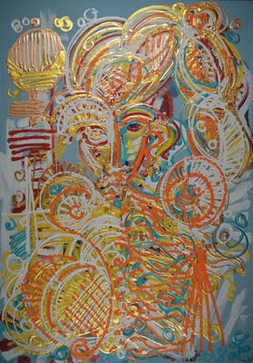 Leon Löwentraut, geb. 1998 Kaiserslautern, Singles and Couples, Acryl auf Lwd, von 2018, Unikat, signiert und datiert, rückseitig auf der Leinwand ...