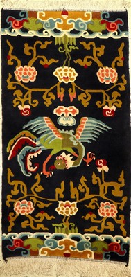 Mongolischer Teppich, Mongolai, Phönyx-Vogel, ca. 30 Jahre, Wolle auf Baumwolle, ca. 180 x 92 cm, EHZ: 2