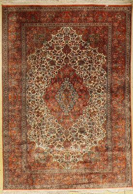 Kaschmir Seide, Indien, ca. 30 Jahre, Kunstseide, ca. 240 x 170 cm, EHZ: 2