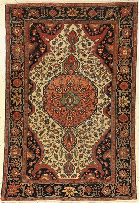 Feiner weißgrundiger Farahan antik, Persien, 19.Jhd., Korkwolle, ca. 150 x 100 cm, EHZ: 3 (Kopfseiten Nachgeknüpft)