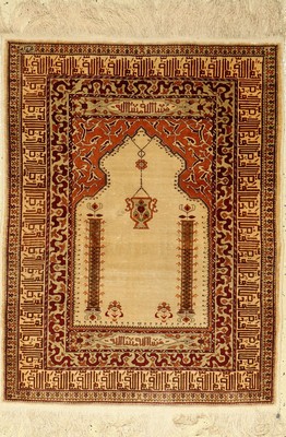 Seiden Hereke alt (Signiert), Türkei, ca. 40 Jahre, reine Naturseide, ca. 108 x 82 cm, EHZ: 2-3