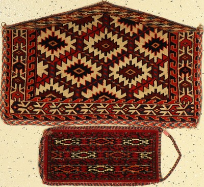 Konvullut aus 1x Asmalyk um 1910 circa 75 x 45cm und Pfeiltasch um 1940 circa 45 x 22cm