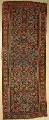 Kurdischer Läufer antik, Persien, um 1900, Wolle auf Wolle, ca. 328 x 126 cm, EHZ: 4(Loch)