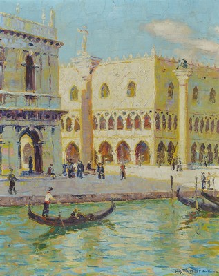Rudolf Andree, 1887 Berlin-1970 Singen am Hohentwiel, Ansicht aus Venedig, Piazetta und Dogenpalast, Öl/Lwd, rechts unten signiert, ca. ...