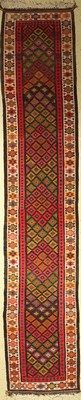 Kelim, Persien, ca. 50 Jahre, Wolle auf Baumwolle, ca. 423 x 80 cm, EHZ: 2-3
