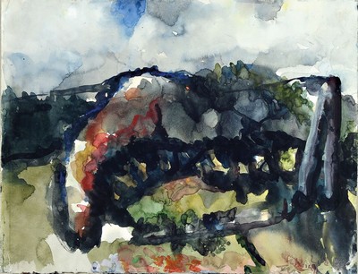 Klaus Fussmann, geb. 1938, Aquarell auf dickem Hahnemühle Büttenpapier, signiert, dat. 1989, ca. 41.5 x 54 cm, Rahmen ca. 55.5 x 68 cm, unter Glas