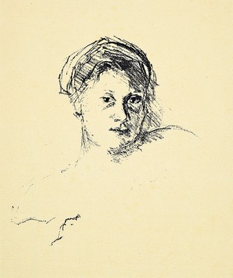 Max Beckmann, 1884-1950, Bildnis Minna Beckmann, Lithographie, ca. 15.7x14.9cm, WVZ Glaser 25 und Gallwitz 19