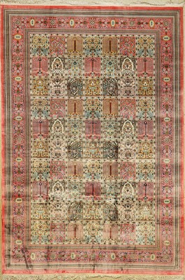 Kashmir Seidig, Indien, ca. 40 Jahre, Merz.Baumwolle, ca. 298 x 204 cm, EHZ: 2