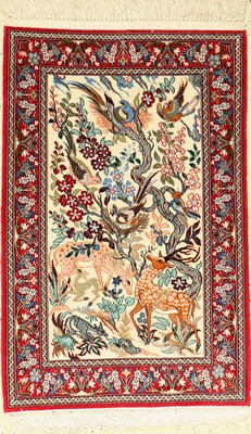 Feiner Esfahan, Persien, ca. 30 Jahre, Korkwolle mit und auf Seide, ca. 109 x 71 cm, EHZ: 2
