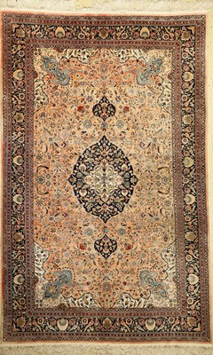 Kashmir Seide, Indien, ca. 30 Jahre, Kunstseide, ca. 252 x 161 cm, EHZ: 2-3 (verblaßt)