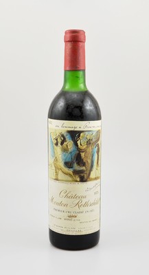 1 Flasche 1973 Chateau Mouton Rothschild, Pauillac, Premier Grand Cru Classe, ca. 73 cl, Füllstand: ca. top shoulder, guter Erhaltungszustand, ...