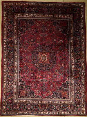 Mesched, Persien, ca. 50 Jahre, Wolle auf Baumwolle, ca. 398 x 298 cm, EHZ: 4(bemalter Grund Stelleweise)