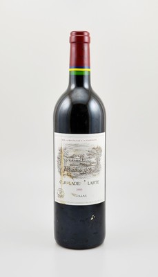 1 Flasche 2003 Carruades de Lafite, Pauillac, 2. Wein von Chateau Lafite Rothschild, ca. 75 cl, 12,5 % Vol., Füllstand: ca. into neck, Etikett ...