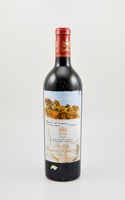 1 Flasche 2004 Chateau Mouton Rothschild, Pauillac, Premier Grand Cru Classe, 75 cl, 12,5 % Vol., Füllstand: ca. high fill, Etikett besch. bzw. ...