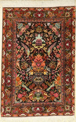 Täbriz fein, Persien, ca. 40 Jahre, Korkwolle mit Seide, ca. 147 x 99 cm, EHZ: 2-3