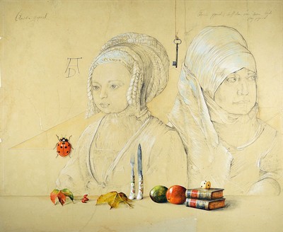 Wolfgang Zelmer, geb. 1948, Dürer IV, Mischtechnik auf Papier/Lwd/Holz, verso signiert und bez., 100 x 120 cm, Rahmen