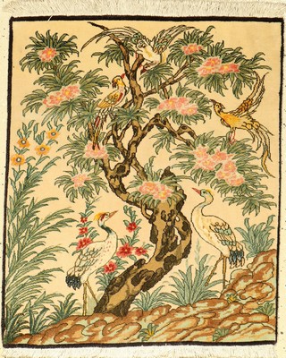 Täbriz alt (50 RAJ), Persien, ca. 40 Jahre,Korkwolle mit Seide, ca. 74 x 60 cm, EHZ: 2, feine Qualität