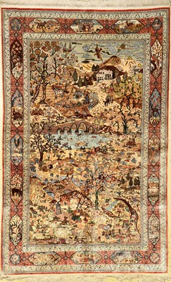 Feiner Seiden Kashmir, Indien, ca. 40 Jahre, reine Naturseide, ca. 246 x 156 cm, EHZ: 2, sehr feine Qualität