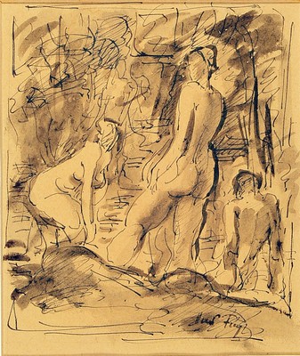 Hans Fay 1888-1957, Aquarell auf Papier, sign., unter Glas gerahmt, gesamt ca. 53x43 cm