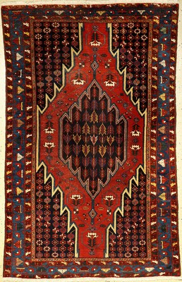 Feiner Mazlaghan alt, Persien, um 1930, Wolle auf Baumwolle, ca. 205 x 129 cm, EHZ: 3,(fachkundig gereinigt)