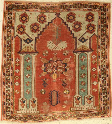 Monastir "Gebetsteppich", antik, Anatolien,19.Jhd., Wolle auf Wolle, ca. 116 x 104 cm, EHZ: 4