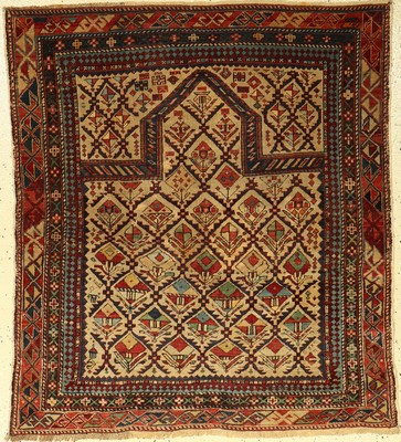 Weißer Schirwan Gebetsteppich antik, Kaukasus, 19.Jhd., Wolle auf Wolle, ca. 119 x 107 cm, EHZ: 4