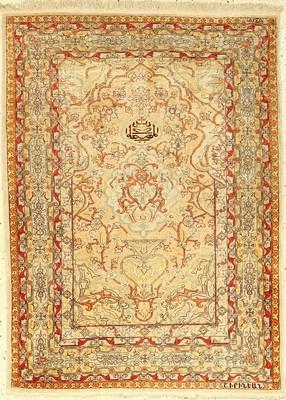 Hereke Shirinian signature, Türkei, um 1960, reine Naturseide, ca. 110 x 80 cm, EHZ: 3